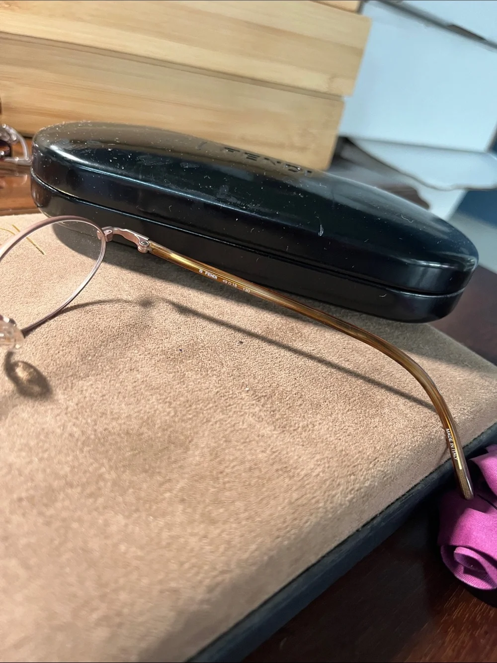 Fendi Rose Gold Oval Glasses with Carmel Tortoiseshell Temples